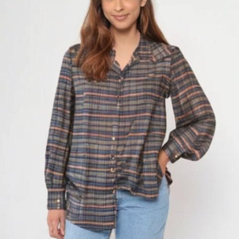 Albert Lewis For Tudor Square Vintage-Retro Green Plaid Long Sleeve Shirt Size 8 - Picture 12 of 12